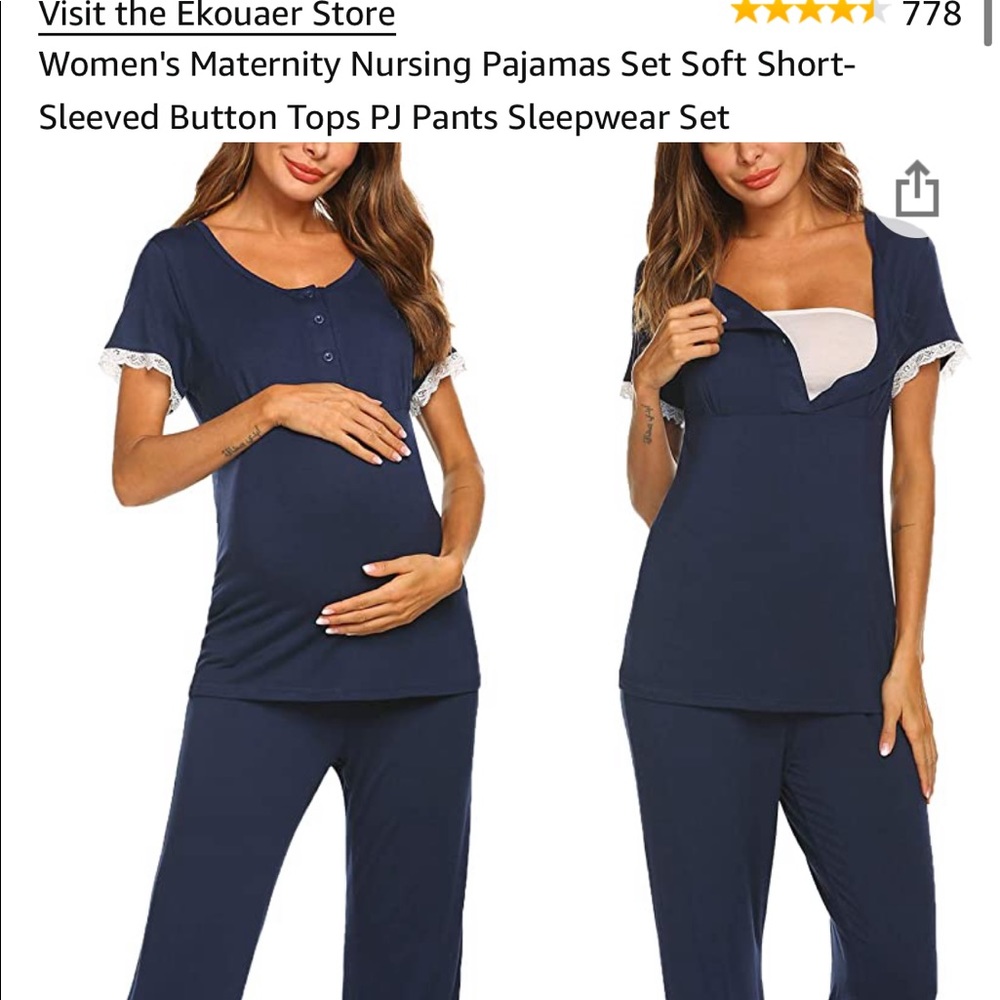Navy blue pregnancy/nursing pajamas